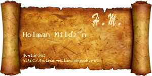 Holman Milán névjegykártya